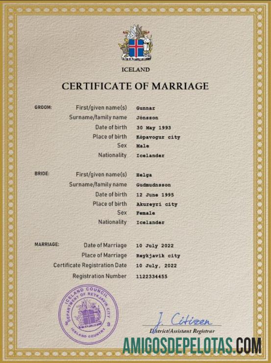 Para baixar modelo PSD de certidão de casamento da Islândia